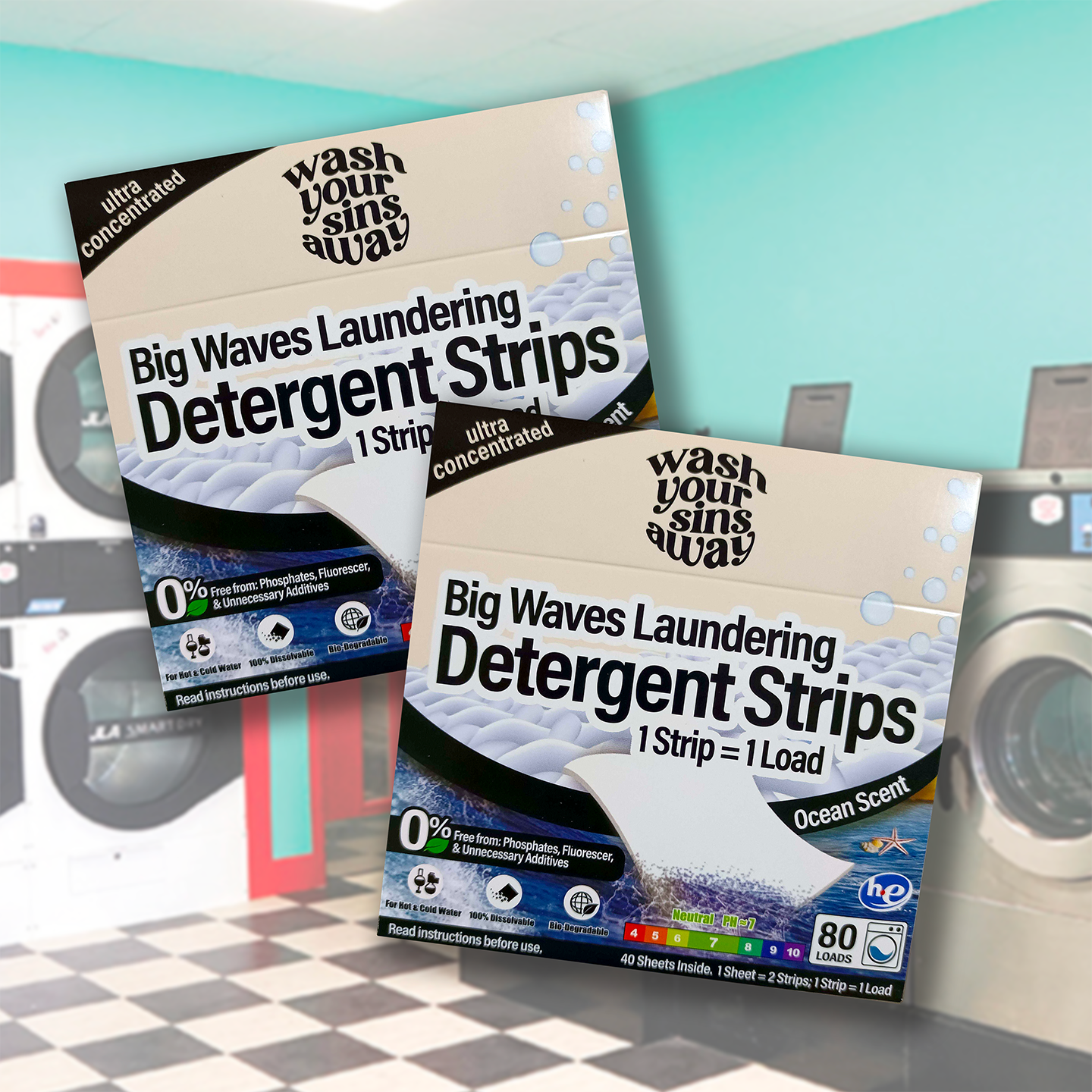 Big Waves Laundering Detergent Strips - 2 x 80 loads